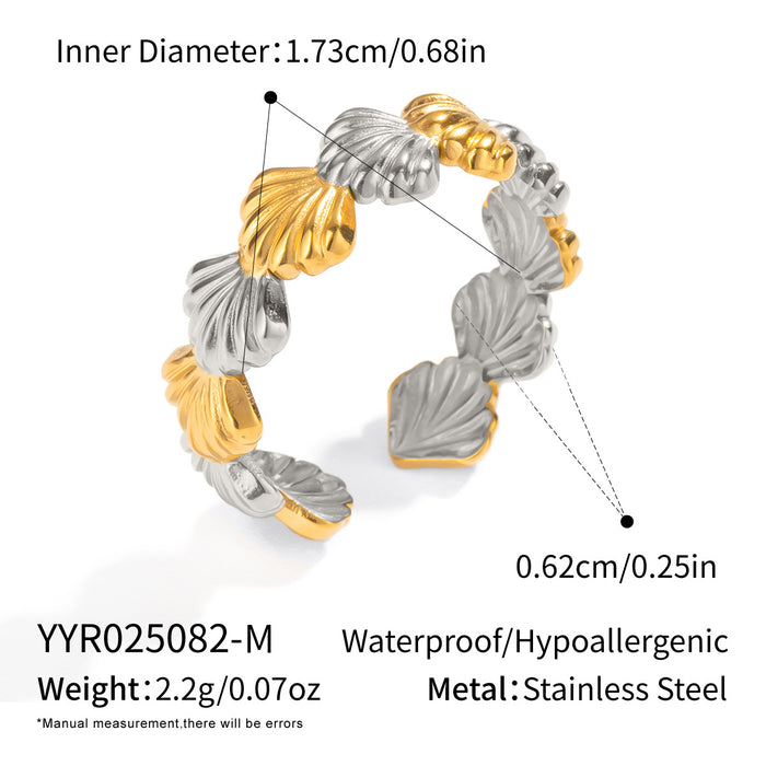 Wholesale Stainless steel color blocked shell open ring, niche and versatile jewelry wholesale