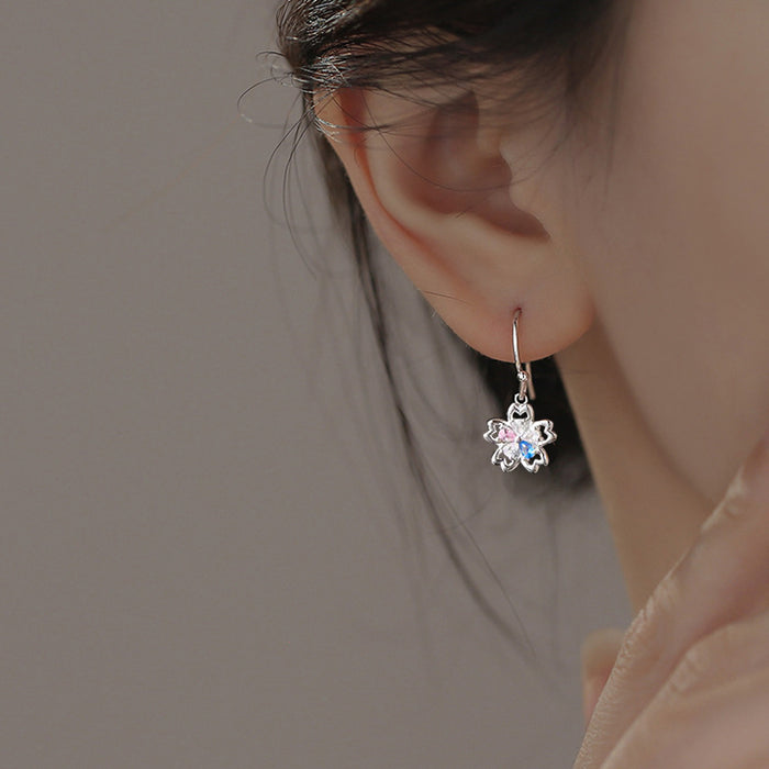 Wholesale Yixuan's new light luxury high-end temperament, fashionable flower earrings, colorful zircon earrings