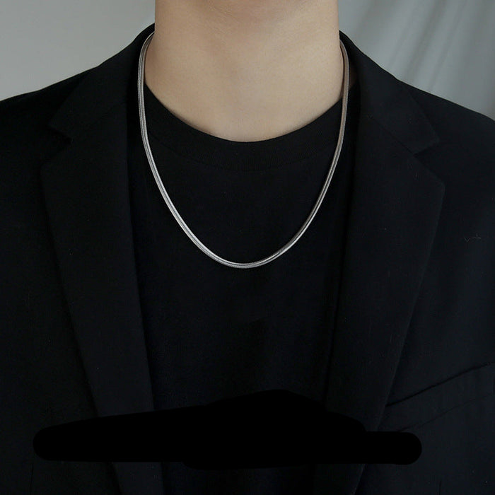 Wholesale Accessories: Snake bone chain necklace, niche trendy brand, thin men's unisex, versatile titanium steel neck, men's collarbone, sweater chain