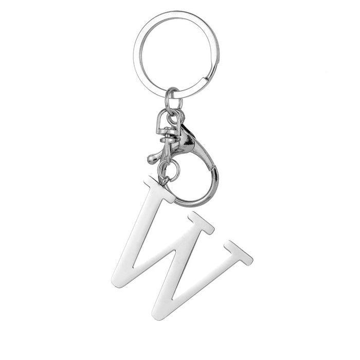 Wholesale Stainless Steel  Letter Key Chain Titanium Steel Keychain Initial Letter Modern Simple Backpack Pendant