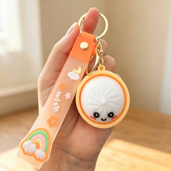 Wholesale PVC Soft Simulated Bun Keychain Trendy Car Key Accessory for Couples