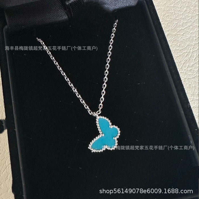 Wholesale Layering Butterfly Pendant Necklace Gold Plated White Shell Copper