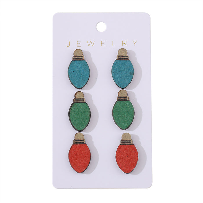 Wholesale Christmas Tree Gradient Wooden Earring Set Fashion Jewelry Accessory
