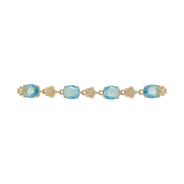 Wholesale Ocean Blue Zircon Round Bracelet Trendy Geometric Design Fashion Accessory