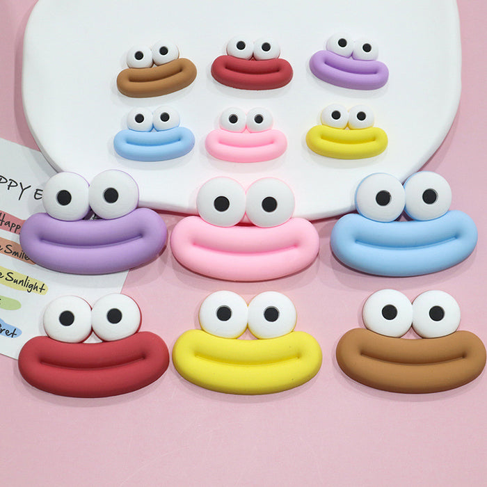 Wholesale 5pcs Big Small size cartoon sausage mouth eyes charger protective cover plush toy hairpin phone case accessories