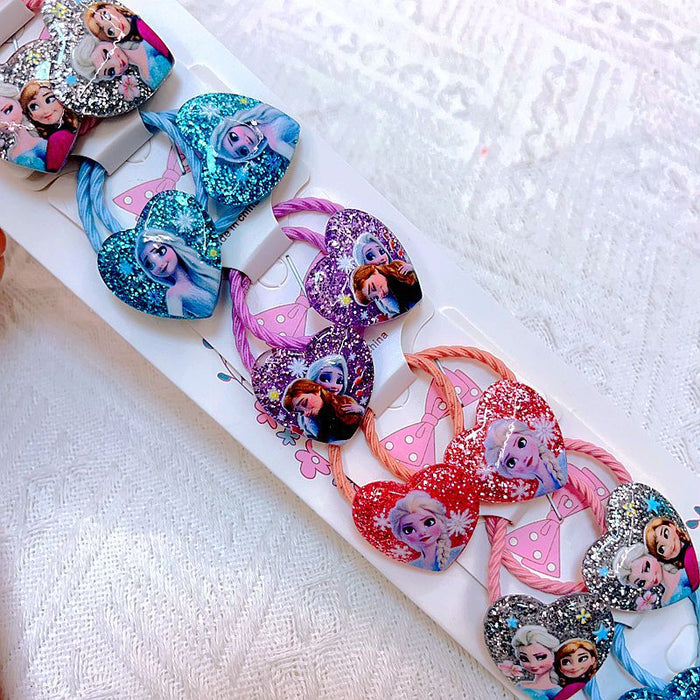 Wholesale 10pcs/ set Cartoon hair tie children' s hair accessories heart-shaped snow headband