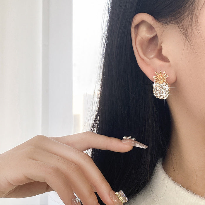 Wholesale Silver Needle pineapple stud earrings fruit earrings