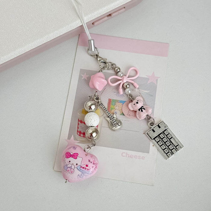Wholesale Love Keychain Bag Pendant Cute Kt Girl Heart Mobile Phone Chain