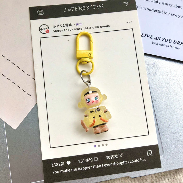 Wholesale Cute cartoon night light bubble astronaut keychain pendant accessory gift car hanging accessory