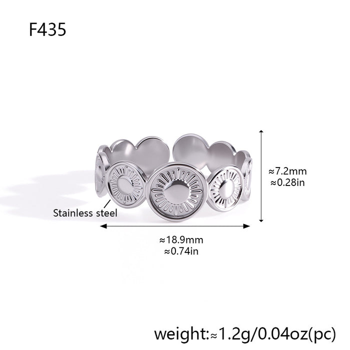 Wholesale Hollow Geometric Stainless Steel Adjustable Open Ring Gold Plated Jewelry