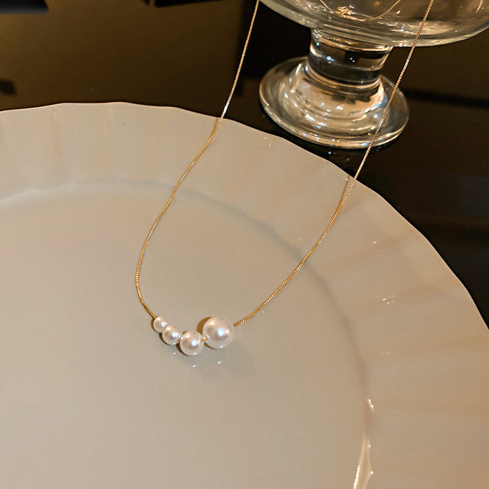 Wholesale Pearl necklace, niche, light luxury, versatile pendant, women's high-end sense, neckchain, simple collarbone chain accessory