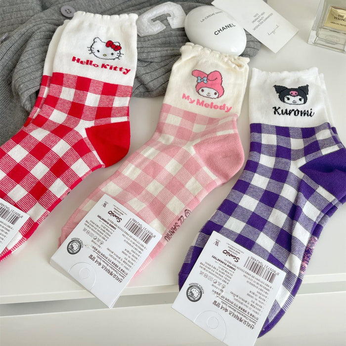 Wholesale Cotton Cute Cartoon Plaid Socks (S)JDC-SK-PengC003
