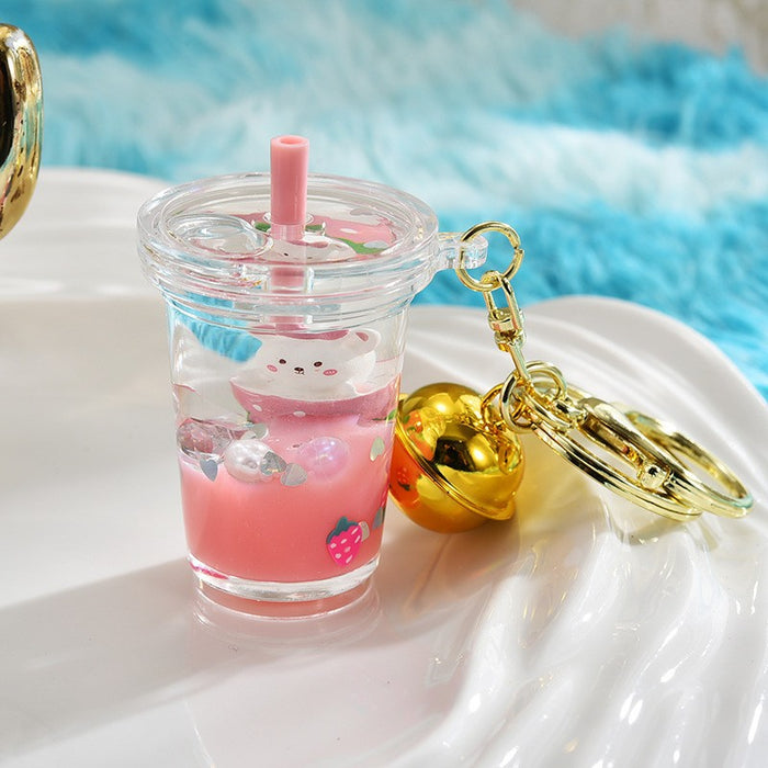 Wholesale Quicksand Bottle Cartoon Kitten Keychain