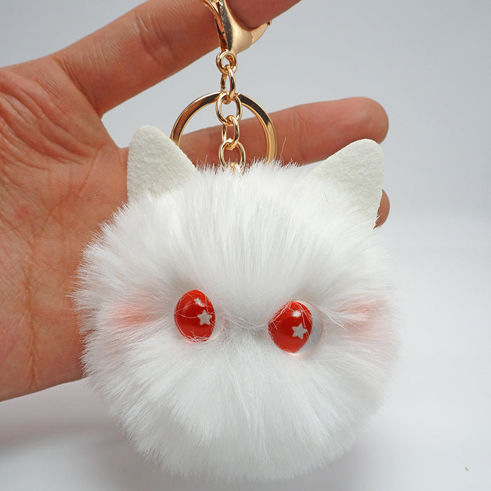 Wholesale Handmade cartoon cat plush pendant, furry ball, car keychain, backpack ornament