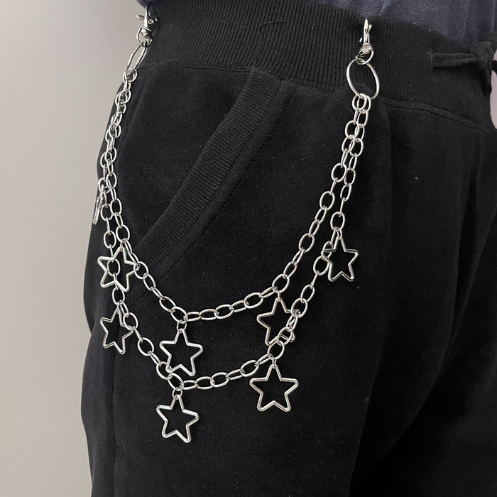 Wholesale Jewelry punk metal star pendant alloy five-pointed star pants chain