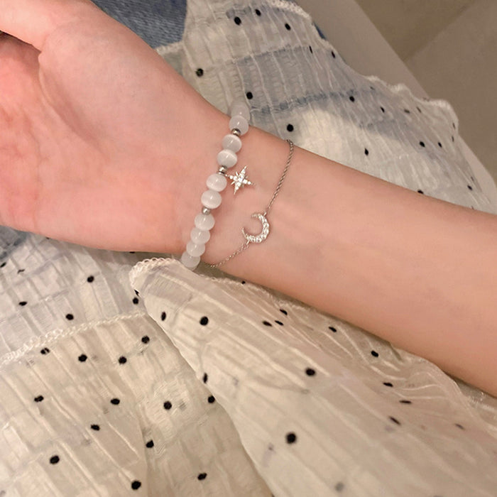 Wholesale Beaded bracelet with niche temperament and simple cat eye stone bracelet set