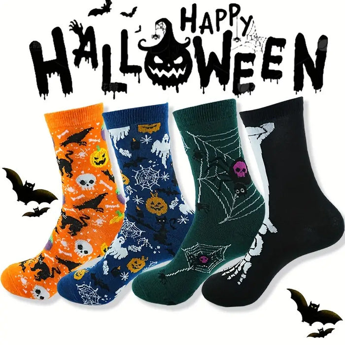 Wholesale  Skull Pumpkin Cartoon Printed Casual Socks Sweat-absorbent Autumn and Winter Mid-tube Socks for Men and Women
