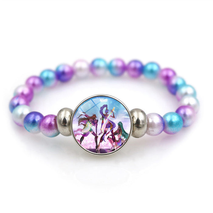 Wholesale K-POP Purple Beaded Bracelet Unisex Personality Elastic Wristband Jewelry