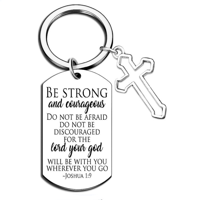 Wholesale Stainless steel keychain with engraved lettering pendant