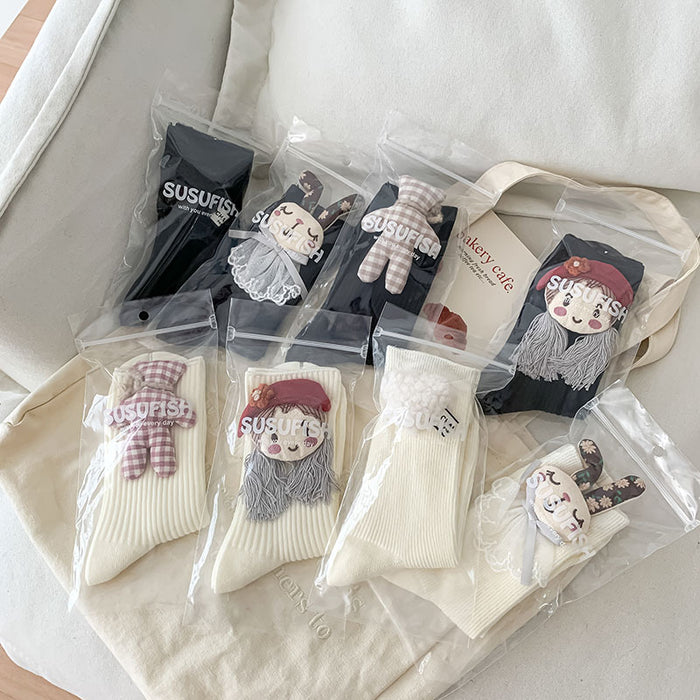Wholesale Socks Cute Cartoon Doll Middle Tube Accessories Socks Independent Packaging