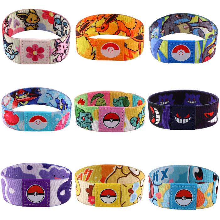 Wholesale 10pcs Sports Elastic Wristband Washable Cartoon Anime Slap Bracelet