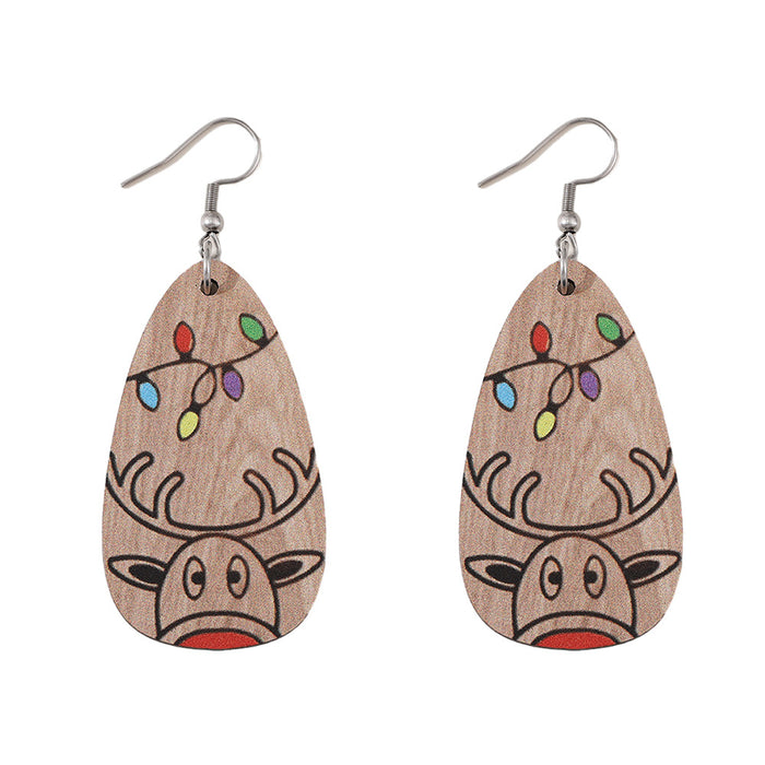 Wholesale Christmas Winter Elk Geometric Pendant Earrings