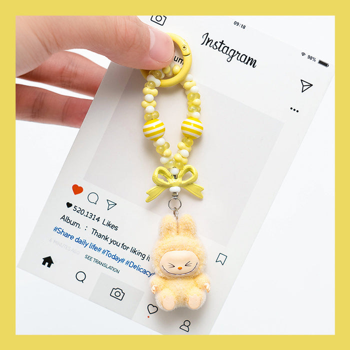 Wholesale Flocked mini keychain,  vinyl,  cute grain,  strolling bag,  mobile phone pendant,  cute ornament