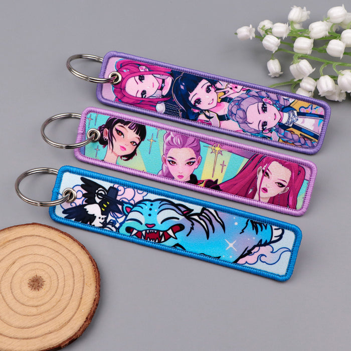 Wholesale Cartoon Anime K-POP Woven Keychain Bag Pendant Fabric Keychain