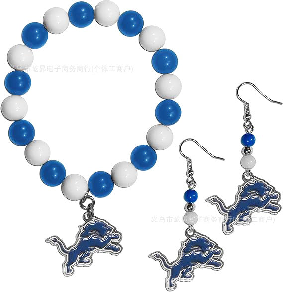 Wholesale Football Colored Candy Acrylic Bead Bracelet Earring Set