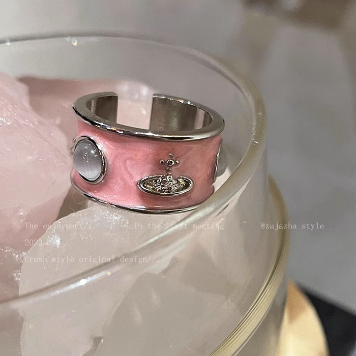 Wholesale Wide opening ring, Drip Oil Planet ring