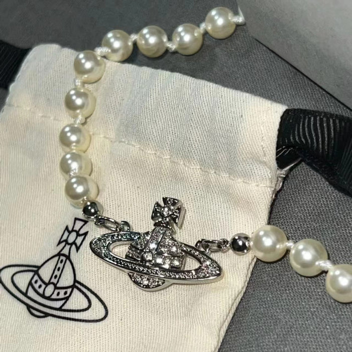 Wholesale  Saturn Necklace  Bead Clavicle Chain pearl necklace