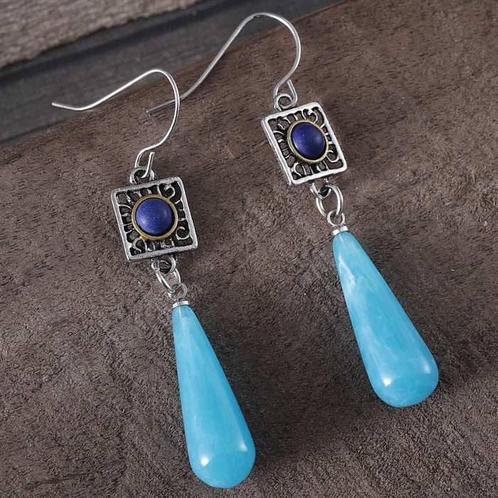 Wholesale 2pcs Retro Round Flower Tassel Earrings