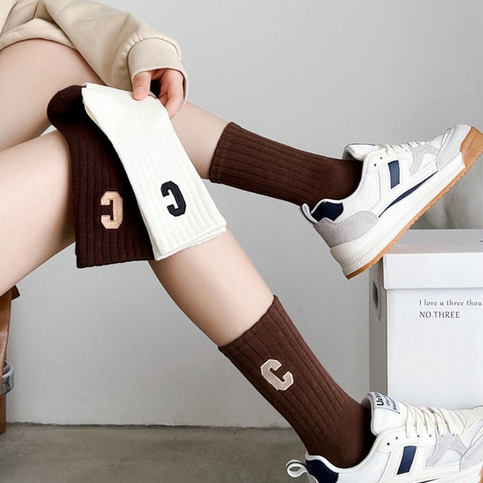 Wholesale Letter socks, children's mid tube socks, cotton soles, sweat absorbing and odor proof long socks, external sports socks