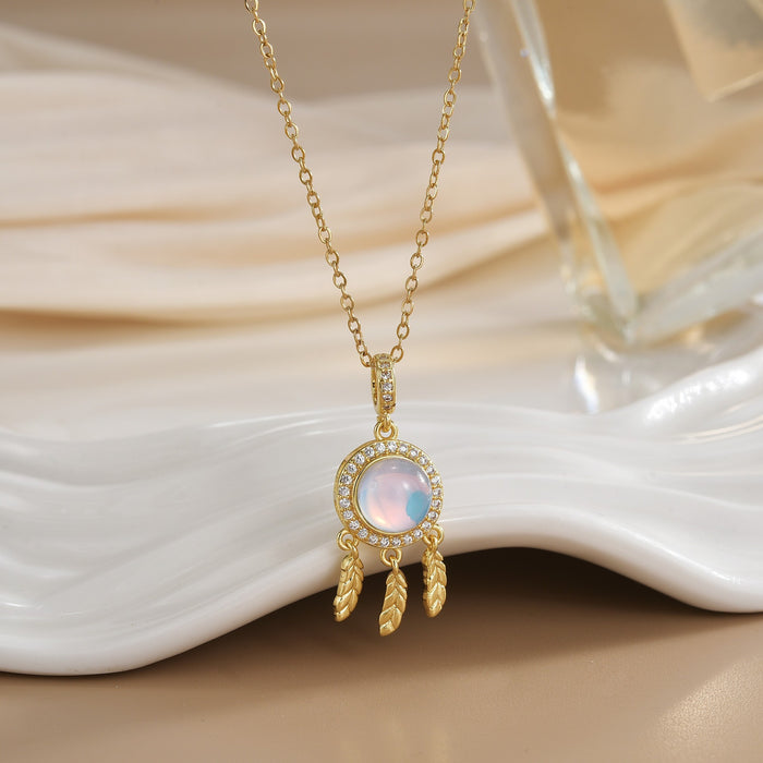 Wholesale Copper Gold Plated Dream Catcher Design Pendant Niche Necklace Women's Jewelry
