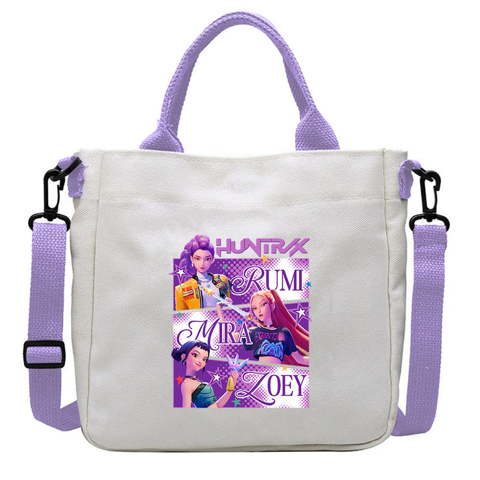 Wholesale Popular movie print canvas bag  student crossbody bag with detachable shoulder strap and handbag