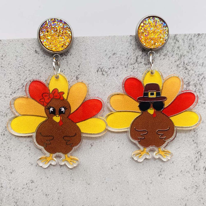 Wholesale Thanksgiving Turkey Acrylic Earrings JDC-ES-Chengy035