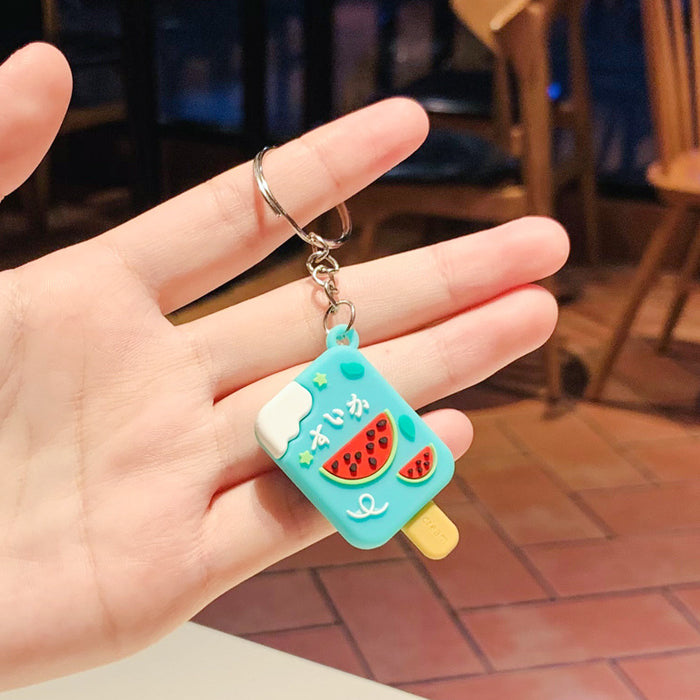 Wholesale New Mini Mini Cartoon Cute Fruit Ice Cream Keychain Car Chain Personalized Luggage Hanging Decoration Small Gift
