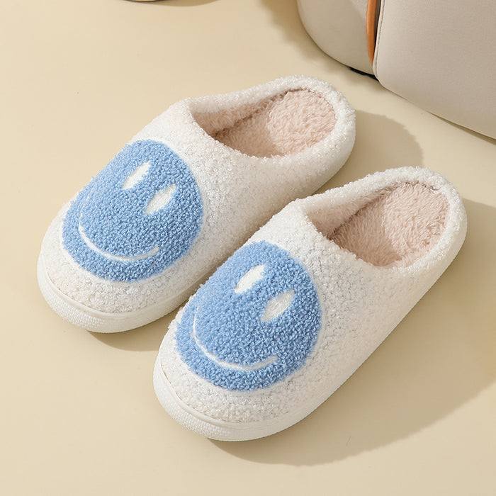 Wholesale Cute smiley face cotton slippers autumn and winter women' s indoor home non-slip plush slippers autumn and winter home