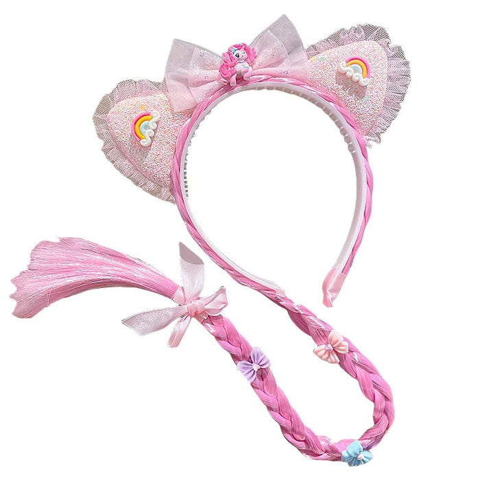 Wholesale Pony Sweet Gradient Wig Headband Girls Crown Headband Cartoon Hairpin