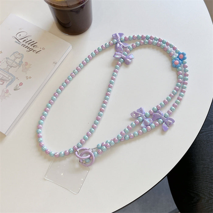 Wholesale Jewelry phone case bracelet long hanging chain high-end bow DIY handmade jewelry pearl women's chain accessories wholesale