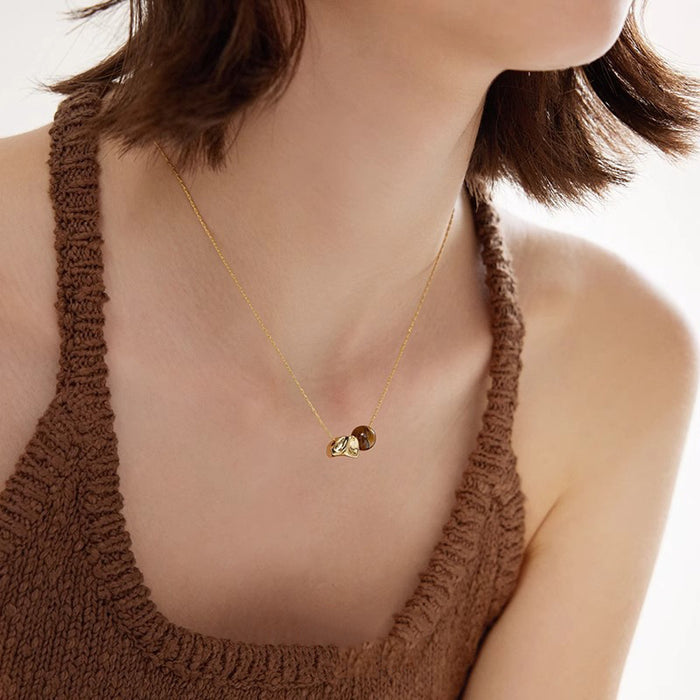 Wholesale Light luxury necklace versatile, minimalist, romantic, geometric, tiger eye stone, niche, high-end sense