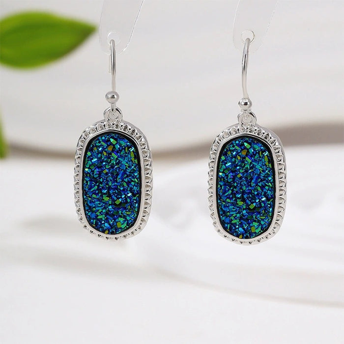 Wholesale Geometric Elliptical Resin Imitation Crystal Tooth Earrings