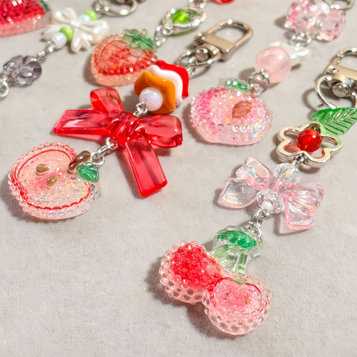 Wholesale Cartoon Fruit Beaded Charm Set - Electroplated Phone Bag Keychain Accessory