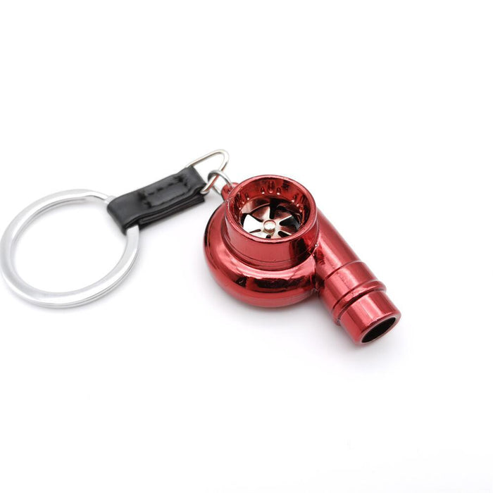 Wholesale Zinc alloy blades rotate on this car turbocharger shaped metal alloy keychain