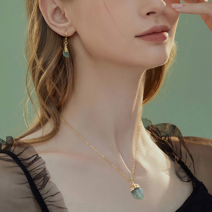 Wholesale Card mounted raw gemstone necklace and earring set jewelry