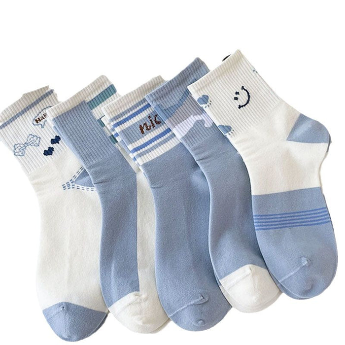 Wholesale Cartoon style fresh and versatile long socks with mid length socks