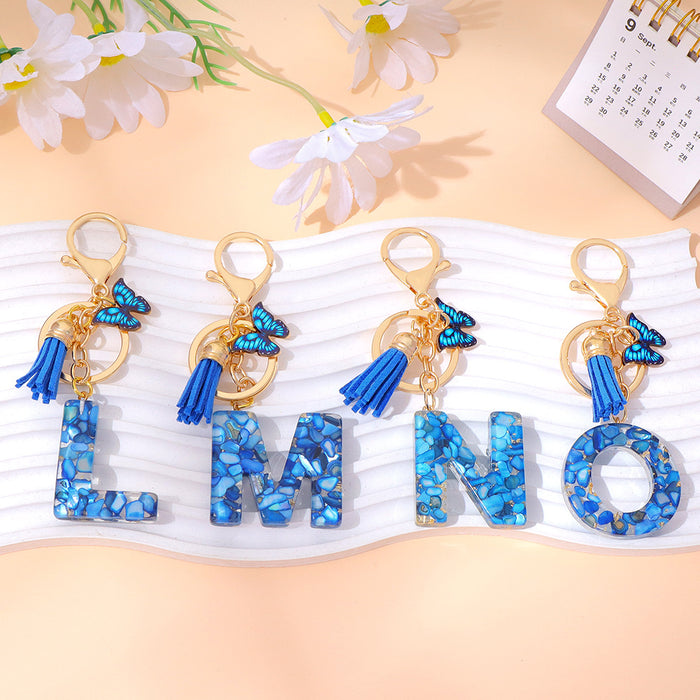 Wholesale Letter Keychain Tassel Butterfly Girl Bag Pendant