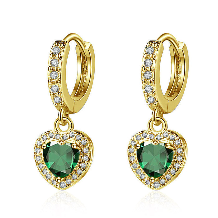 Wholesale Copper Inlaid Zircon Heart Earrings