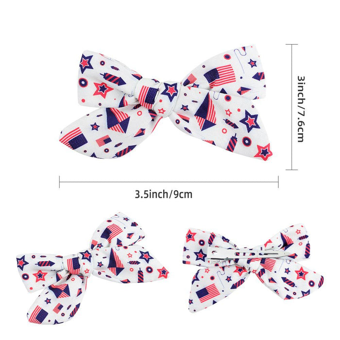 Wholesale 5PCS Independence Day Colorful Striped Bow 4-piece Set Hairpin Side Clip JDC-HC-XiuG001