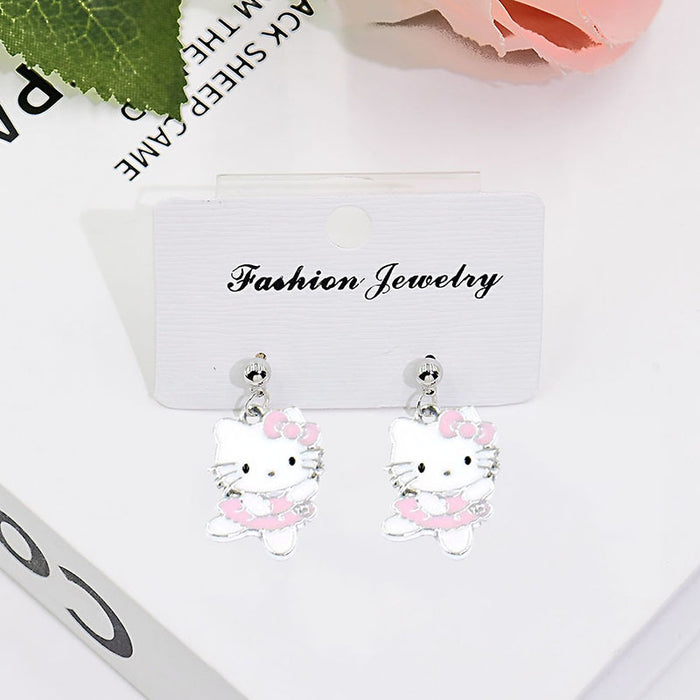 Wholesale Cute Cartoon Cat Short Earrings Metal Electroplated Fashion Jewelry Accessory for Women